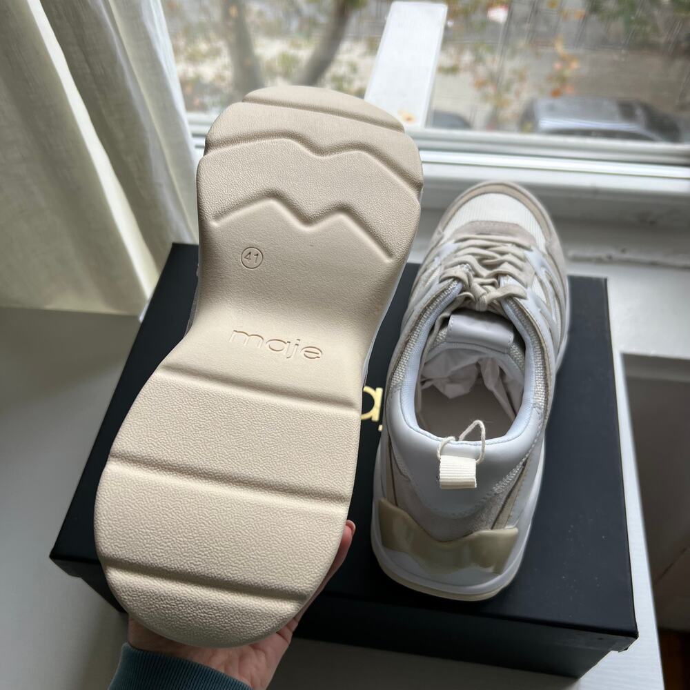 MAJE Off white mesh and Leather Trainers sneakers size 41 - Picture 4 of 6